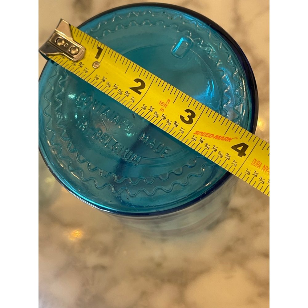 Vintage Teal Aqua Blue Belgian Glass Apothecary Jar 8.5” Made in Belgium - Picture 7 of 7